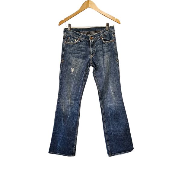 ARMANI Exchange Jeans Low Rise Boot Cut  Jeans Size 4 Short Potassium Streak - Picture 1 of 5